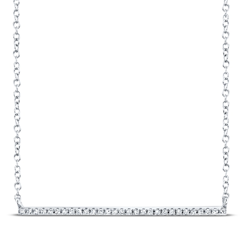 Main Image 1 of Shy Creation Bar Necklace 1/20 ct tw Diamonds 14K White Gold SC55001270