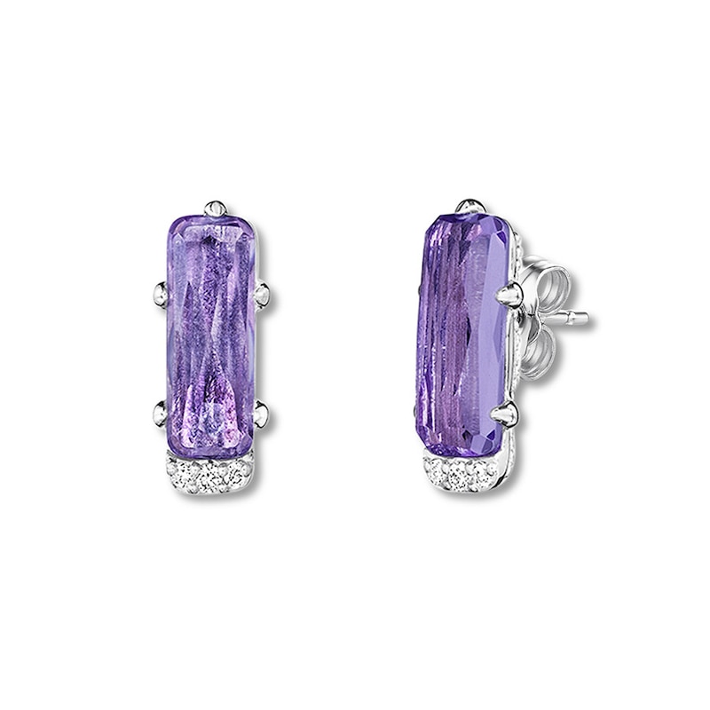 Main Image 1 of Tacori Amethyst Earrings Diamond Accents Sterling Silver