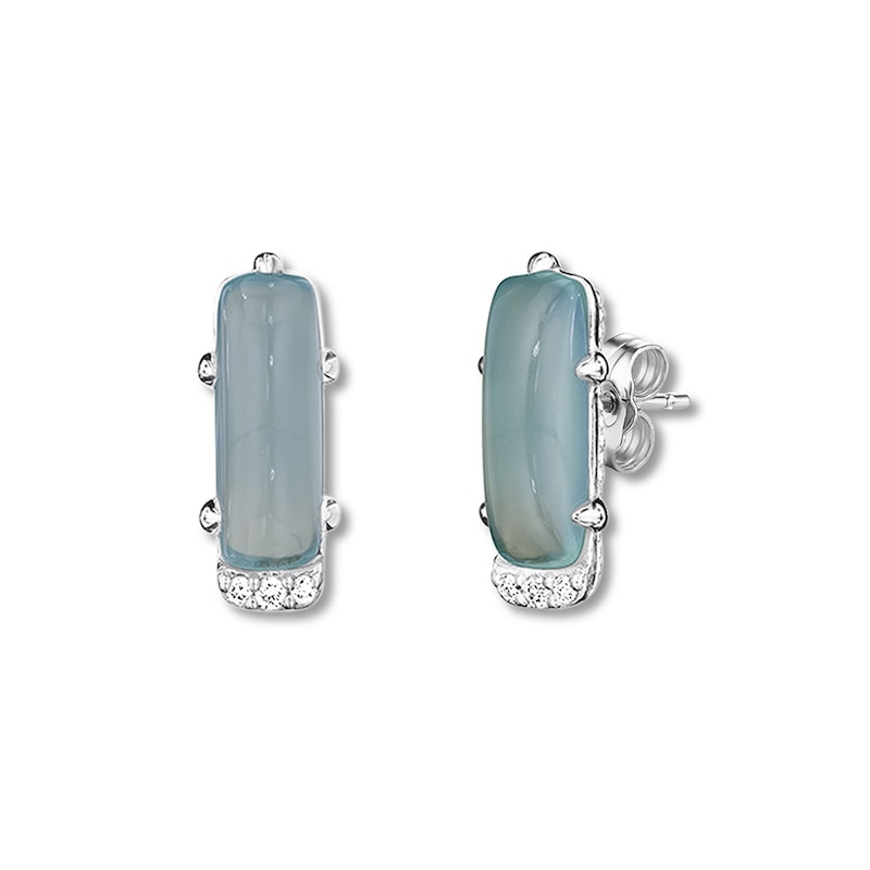 Main Image 1 of Tacori Natural Green Chalcedony Earrings Diamond Accents Sterling Silver