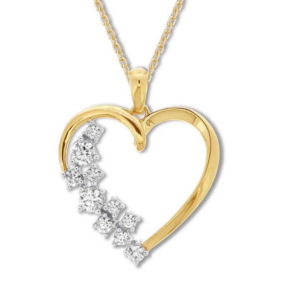 Diamond Heart Pendant Necklace in 14K Yellow Gold, .25 ct. t.w. - 100%  Exclusive