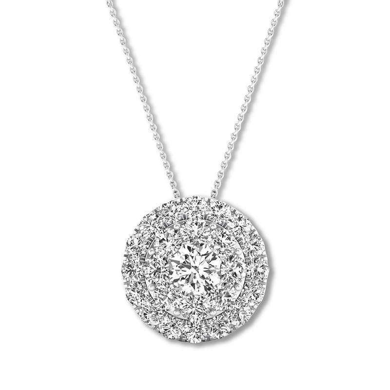 Diamond Necklace 1/2 carat tw Round 10K White Gold 16-18" Adj.