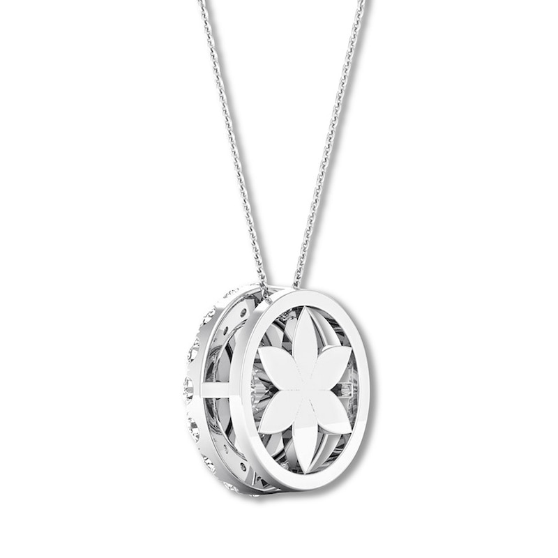 Diamond Necklace 1/2 carat tw Round 10K White Gold 16-18" Adj.