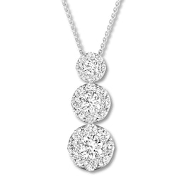 Diamond Necklace 1 carat tw Round 14K White Gold 16-18&quot; Adj.