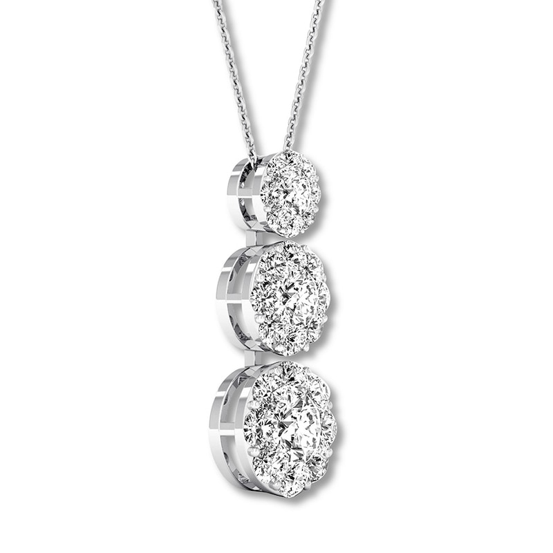 Diamond Necklace 1 carat tw Round 14K White Gold 16-18" Adj.