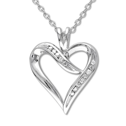 Diamond Heart Necklace 1/20 ct tw Round Sterling Silver