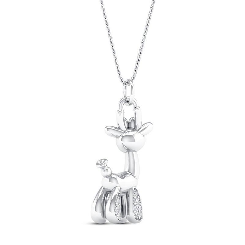 Main Image 4 of Balloon Giraffe Necklace 1/20 ct tw Diamonds Sterling Silver