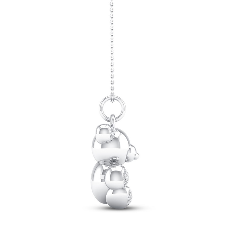 Balloon Teddy Bear Necklace 1/15 ct tw Diamonds Sterling Silver