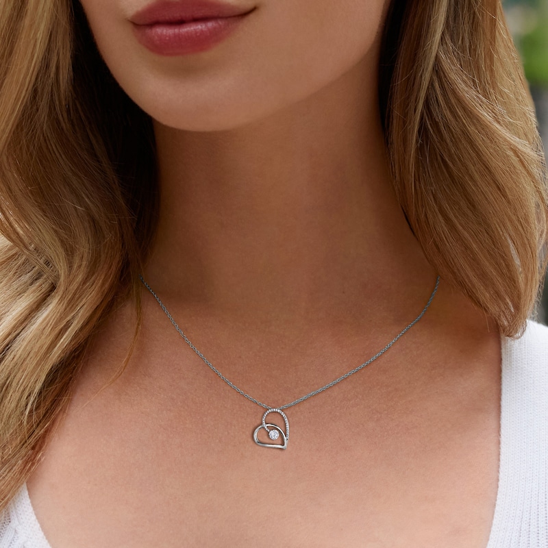 Diamond Heart Necklace 1/4 ct 14K White Gold