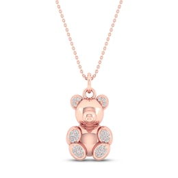 Bear Necklace 1/15 ct tw Diamonds Sterling Silver 14K Rose Gold Plated