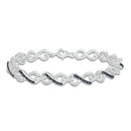 Diamond Infinity Bracelet 1/3 ct tw Black/White Sterling Silver