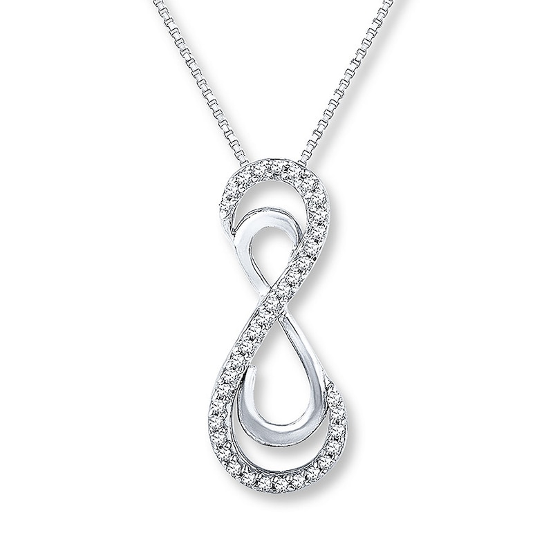 Main Image 1 of Diamond Infinity Necklace 1/8 carat tw Sterling Silver/10K Gold