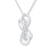 Thumbnail Image 1 of Double Infinity Necklace 1/10 ct tw Diamonds Sterling Silver