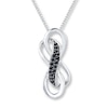 Thumbnail Image 1 of Black Diamond Infinity Necklace 1/10 ct tw Sterling Silver