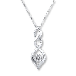 Diamond Necklace 1/10 ct tw Round 10K White Gold