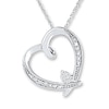 Thumbnail Image 1 of Heart Necklace Diamond Accents 10K White Gold