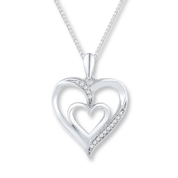 Diamond Heart Necklace 1/20 ct tw Round Sterling Silver