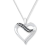 Thumbnail Image 1 of Diamond Heart Necklace 1/6 ct tw Black/White Sterling Silver