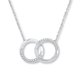 Diamond Necklace 1/10 ct tw Round 10K White Gold