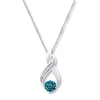 Thumbnail Image 1 of Diamond Necklace 1/6 ct tw Blue/White 10K White Gold