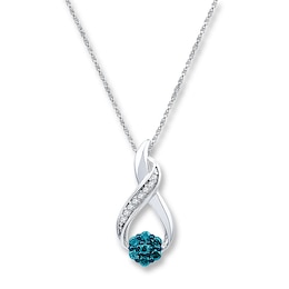 Diamond Necklace 1/6 ct tw Blue/White 10K White Gold