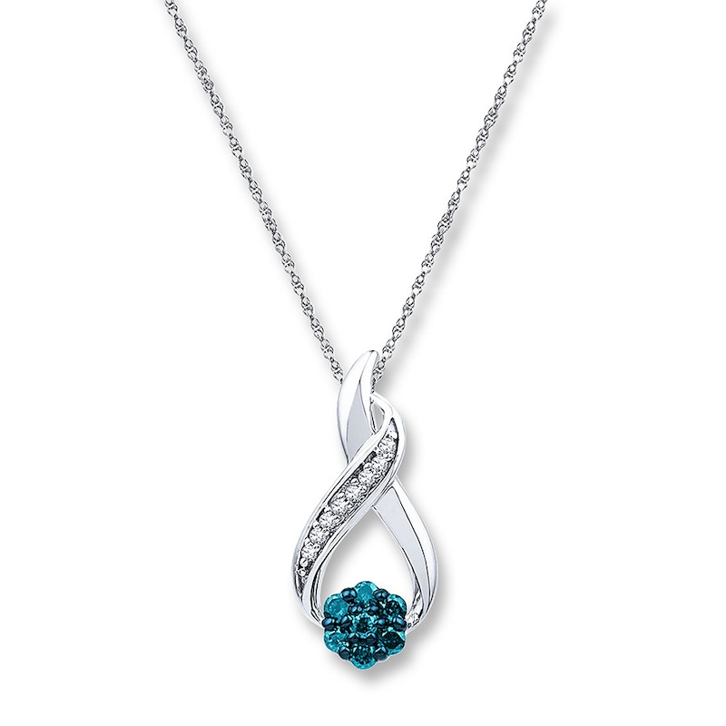 Main Image 1 of Diamond Necklace 1/6 ct tw Blue/White 10K White Gold