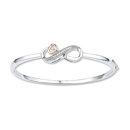 Infinity Bracelet 1/15 ct tw Diamonds Sterling Silver/10K Rose Gold