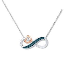 Infinity Necklace 1/20 ct tw Diamonds Sterling Silver/10K Gold