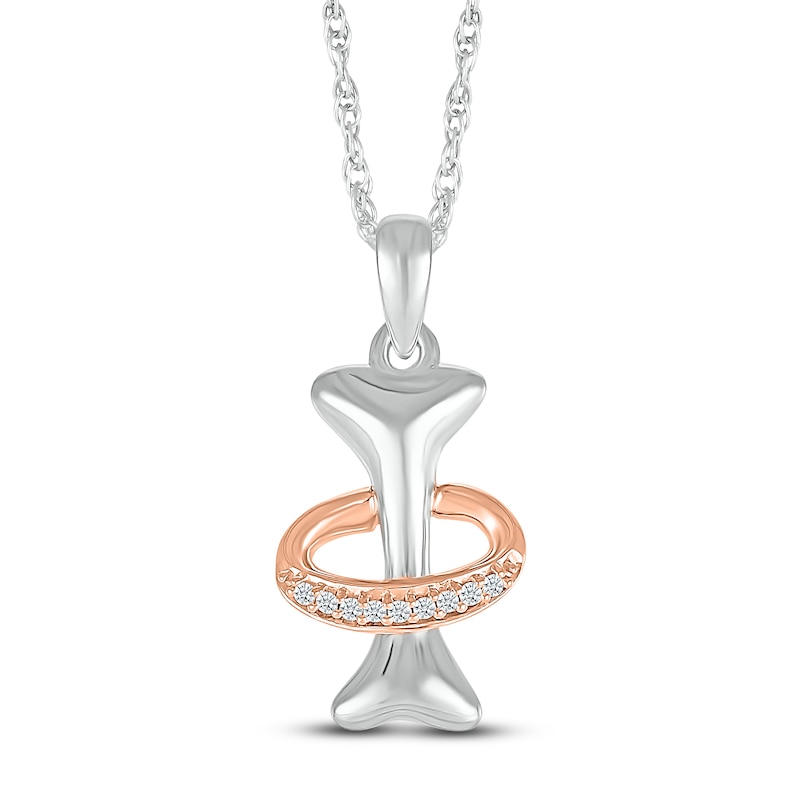 Rose Necklace Diamond Accents Sterling Silver & 10K Rose Gold