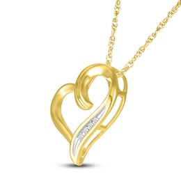 Heart Necklace Diamond Accents 10K Yellow Gold