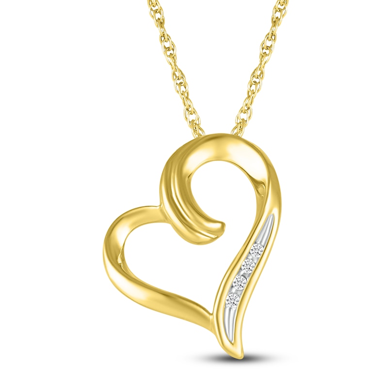 Main Image 2 of Heart Necklace Diamond Accents 10K Yellow Gold