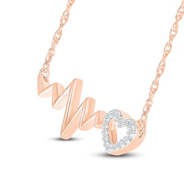 Heartbeat Necklace 1/20 ct tw Diamonds 10K Rose Gold