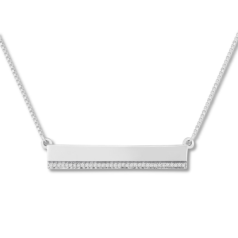 Diamond Bar Love Necklace 1/20 Carat tw Sterling Silver