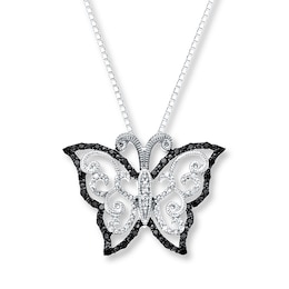 Butterfly Necklace 1/4 ct tw Diamonds Sterling Silver