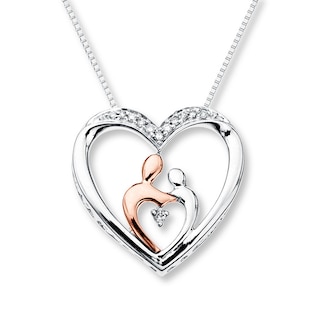 Diamond Heart Necklace 1/10 ct tw Round 10K Rose Gold