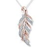 Thumbnail Image 0 of Diamond Feather Necklace 1/6 ct tw Sterling Silver/10K Rose Gold