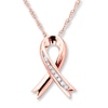 Thumbnail Image 0 of Pink Ribbon Necklace 1/20 ct tw Diamonds 10K Rose Gold