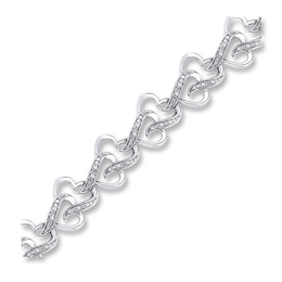 Diamond Heart Bracelet 1/4 ct tw Round Sterling Silver