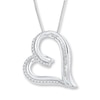 Thumbnail Image 0 of Diamond Heart Necklace 1/6 ct tw Round/Baguette Sterling Silver