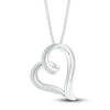 Thumbnail Image 1 of Diamond Heart Necklace 1/6 ct tw Round/Baguette Sterling Silver