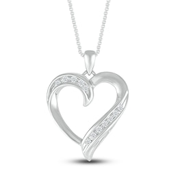 Diamond Heart Necklace 1/10 ct tw Round Sterling Silver