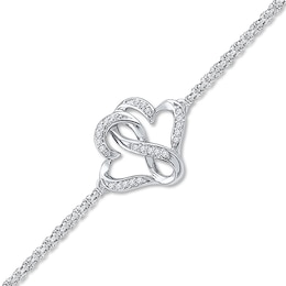 Heart Infinity Bracelet 1/10 ct tw Diamonds Sterling Silver