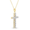 Thumbnail Image 2 of Diamond Cross Necklace 1 ct tw Round 10K Yellow Gold