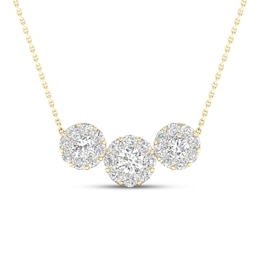 Three-Stone Diamond Necklace 1/2 ct tw Round 10K Yellow Gold