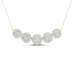 Diamond Necklace 1 1/2 ct tw Round 14K Yellow Gold