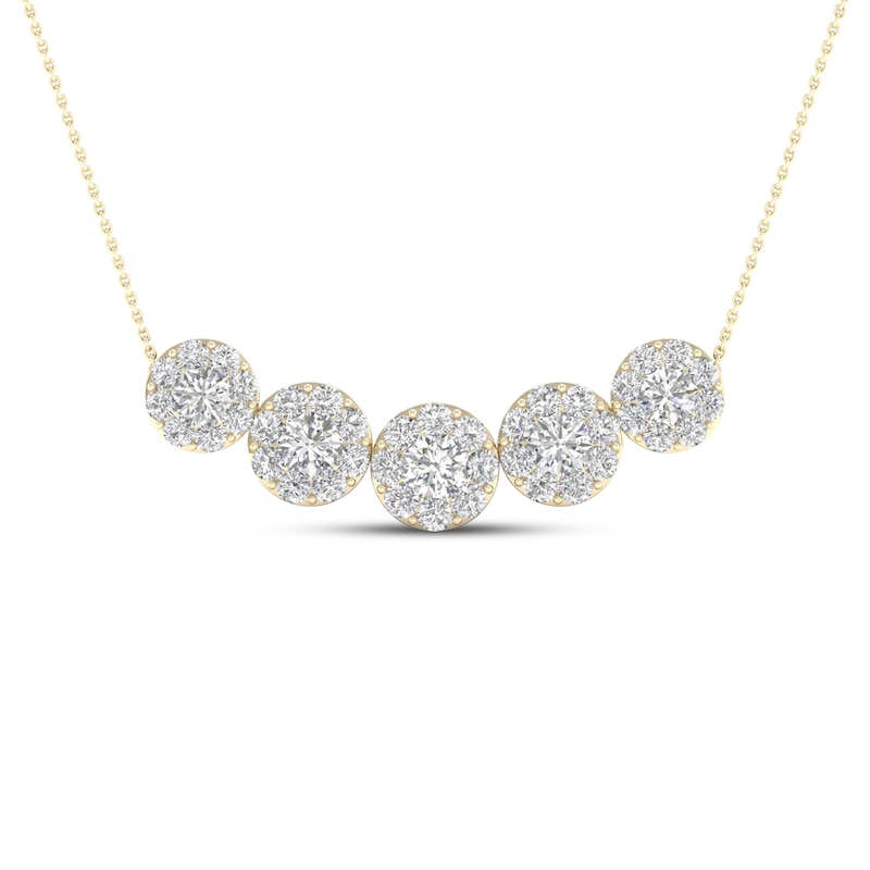 Diamond Necklace 1 1/2 ct tw Round 14K Yellow Gold