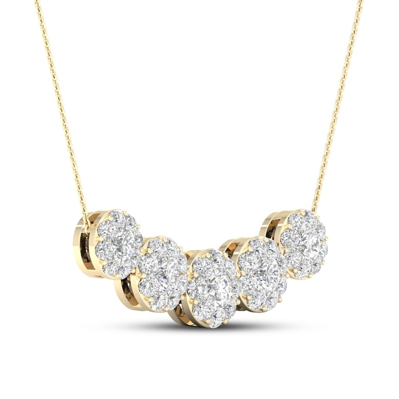 Diamond Necklace 1 1/2 ct tw Round 14K Yellow Gold