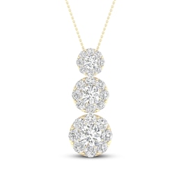 Three-Stone Diamond Necklace 1 ct tw Round 14K Yellow Gold