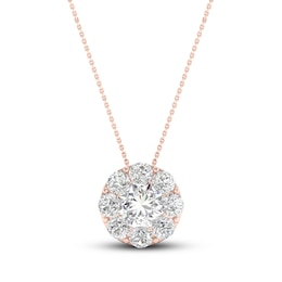 Diamond Pendant Necklace 1/6 ct tw Round 10K Rose Gold