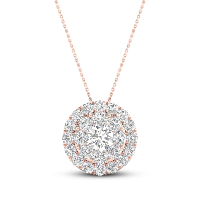 Main Image 1 of Diamond Pendant Necklace 1/2 ct tw Round 10K Rose Gold