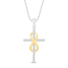 Thumbnail Image 1 of Diamond Cross Necklace 1/8 ct tw Round 10K Yellow Gold/Sterling Silver